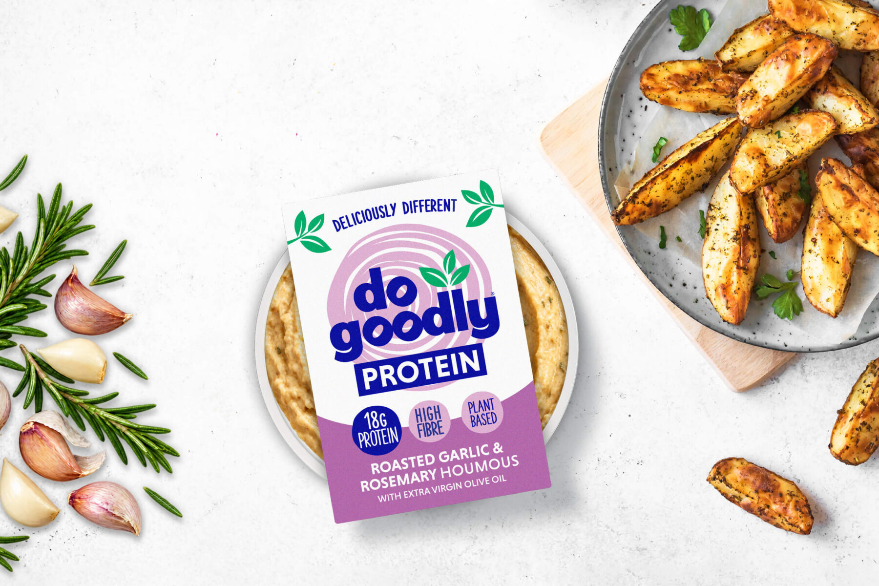 Roasted Garlic & Rosemary Houmous Protein Dip