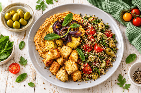 Spring Lunch Plate with Do Goodly Sundried Tomato Houmous